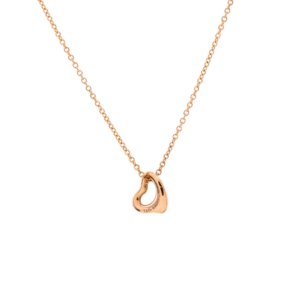 Tiffany & Co. 16mm Elsa Peretti Open Heart Pendant Necklace 18K Rose Gold